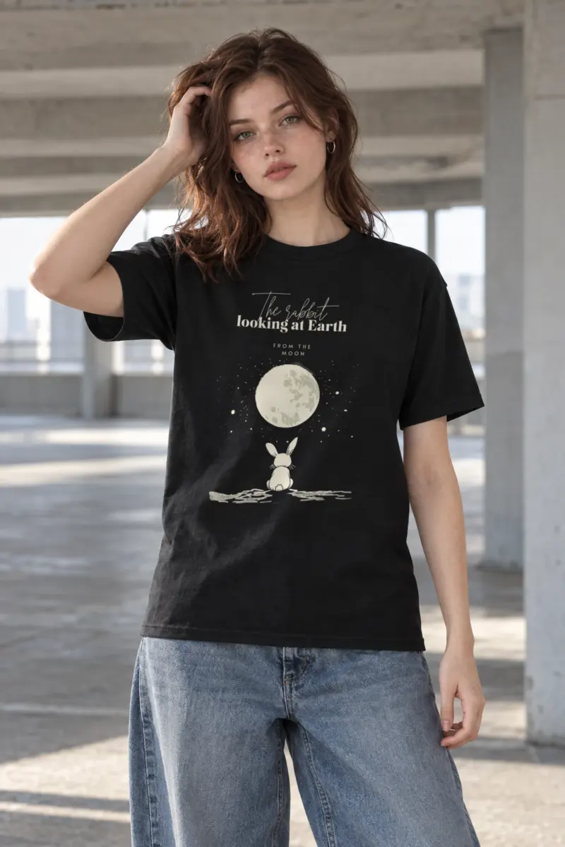 "Rabbit From The Moon" Heavyweight Unisex Crewneck T-shirt