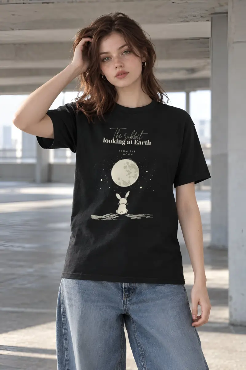 "Rabbit From The Moon" Heavyweight Unisex Crewneck T-shirt