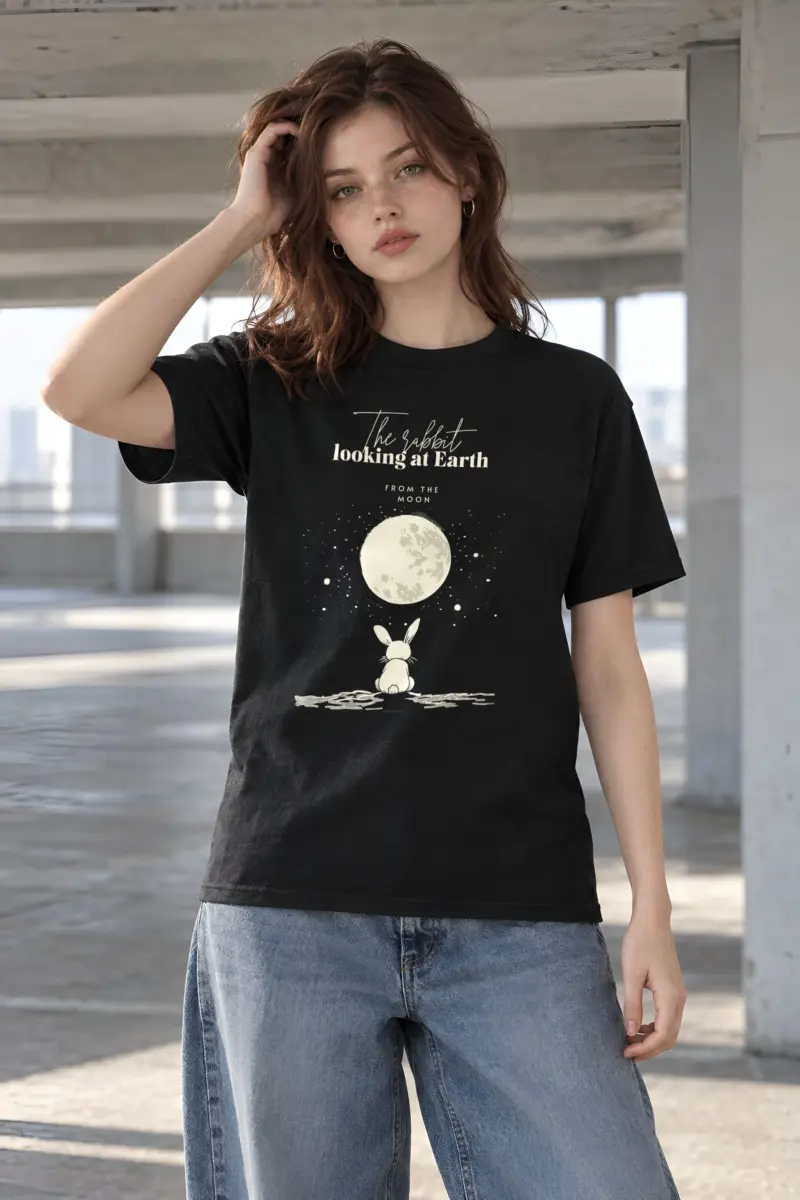 "Rabbit From The Moon" Heavyweight Unisex Crewneck T-shirt
