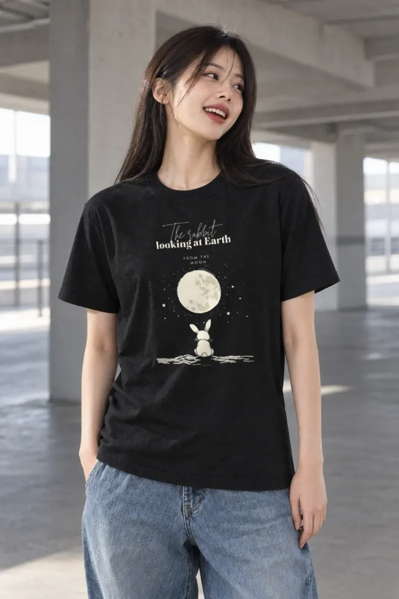 "Rabbit From The Moon" Heavyweight Unisex Crewneck T-shirt