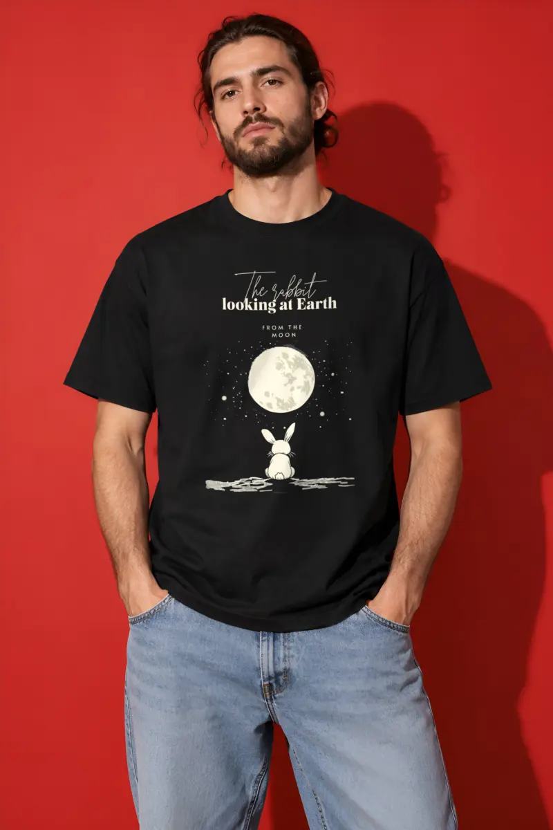 "Rabbit From The Moon" Heavyweight Unisex Crewneck T-shirt