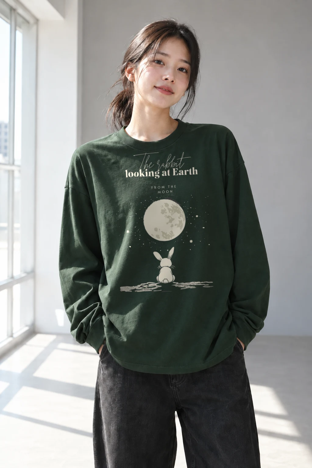 "Rabbit From The Moon" Unisex Longsleeve T-shirt | Gildan 2400