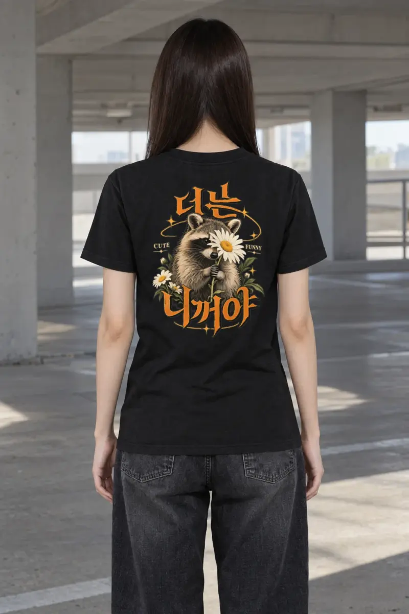 "Raccoon Daisy Bouquet" Heavyweight Unisex Crewneck T-shirt