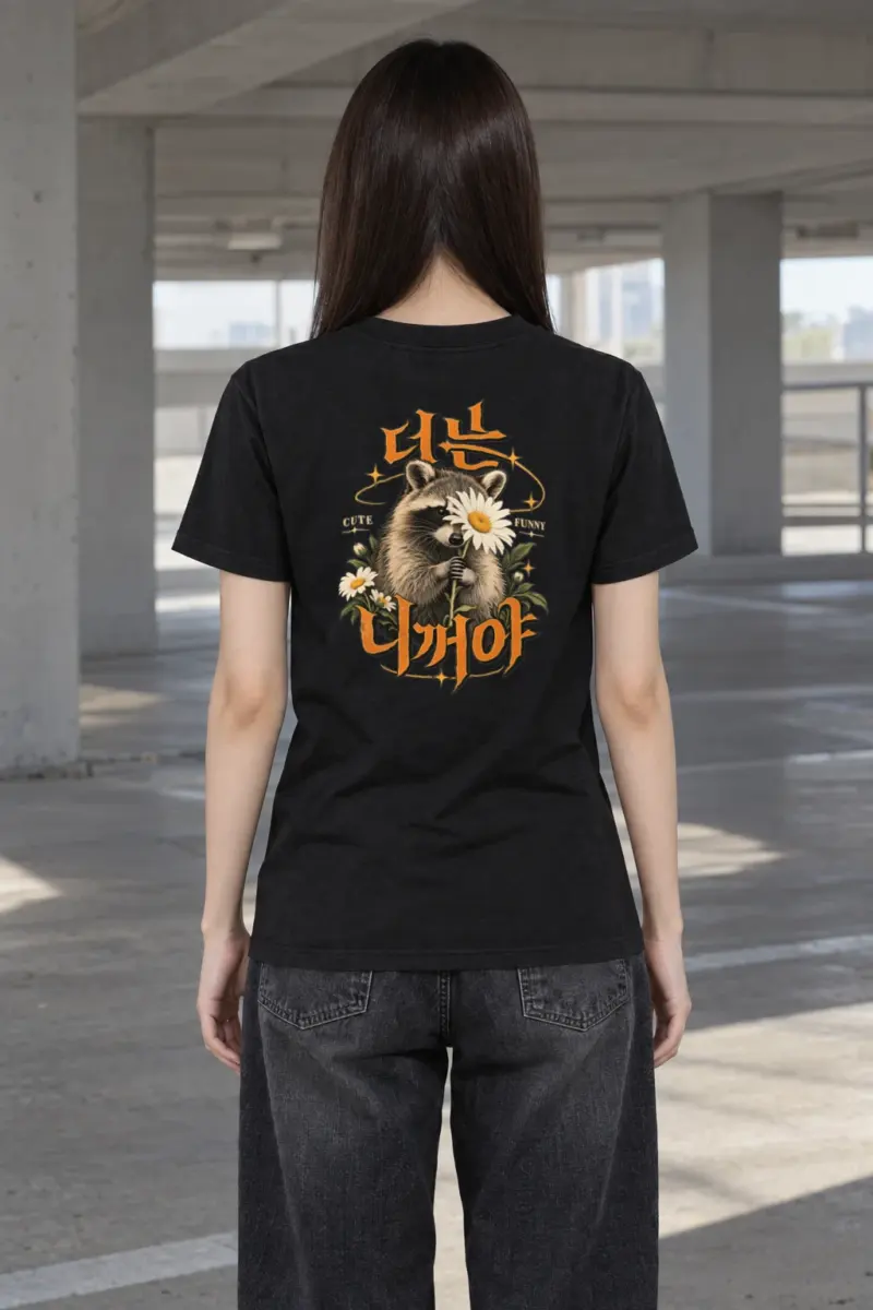 "Raccoon Daisy Bouquet" Heavyweight Unisex Crewneck T-shirt