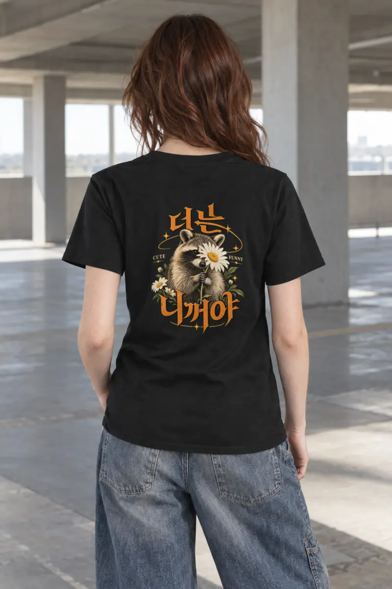 "Raccoon Daisy Bouquet" Heavyweight Unisex Crewneck T-shirt