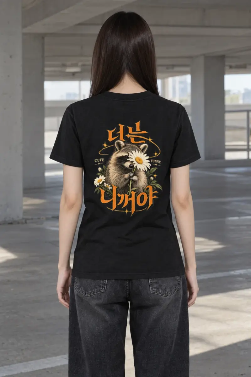 "Raccoon Daisy Bouquet" Heavyweight Unisex Crewneck T-shirt