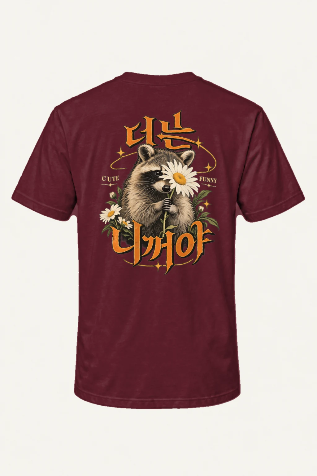 "Raccoon Daisy Bouquet" Heavyweight Unisex Crewneck T-shirt