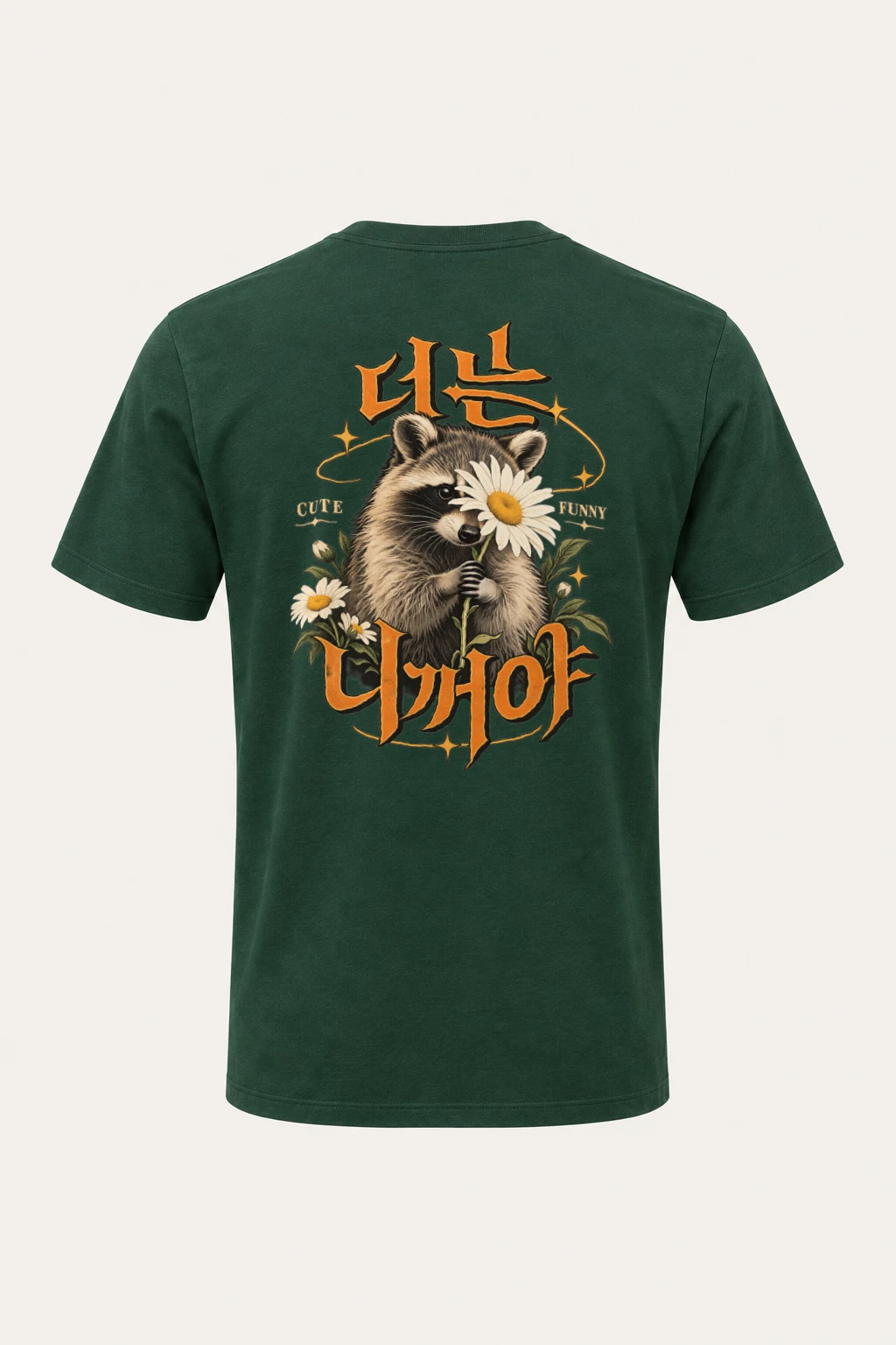"Raccoon Daisy Bouquet" Heavyweight Unisex Crewneck T-shirt