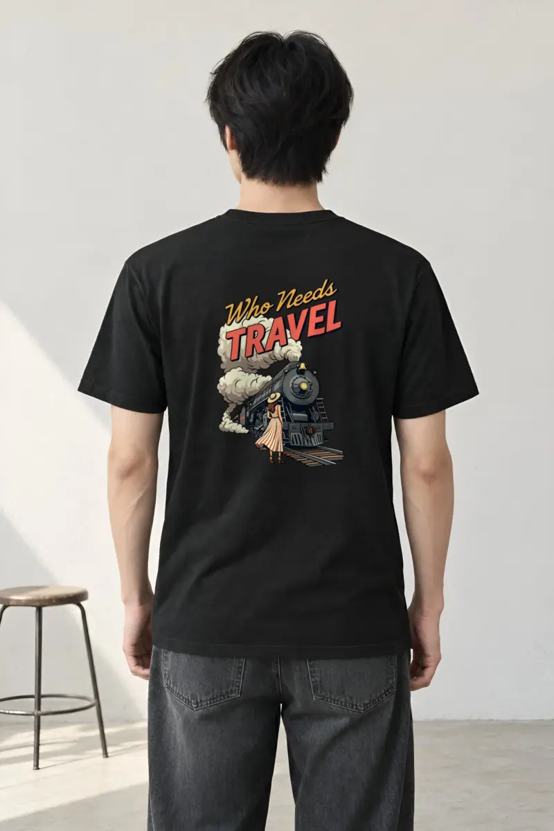 "Railway Reverie" Heavyweight Unisex Crewneck T-shirt