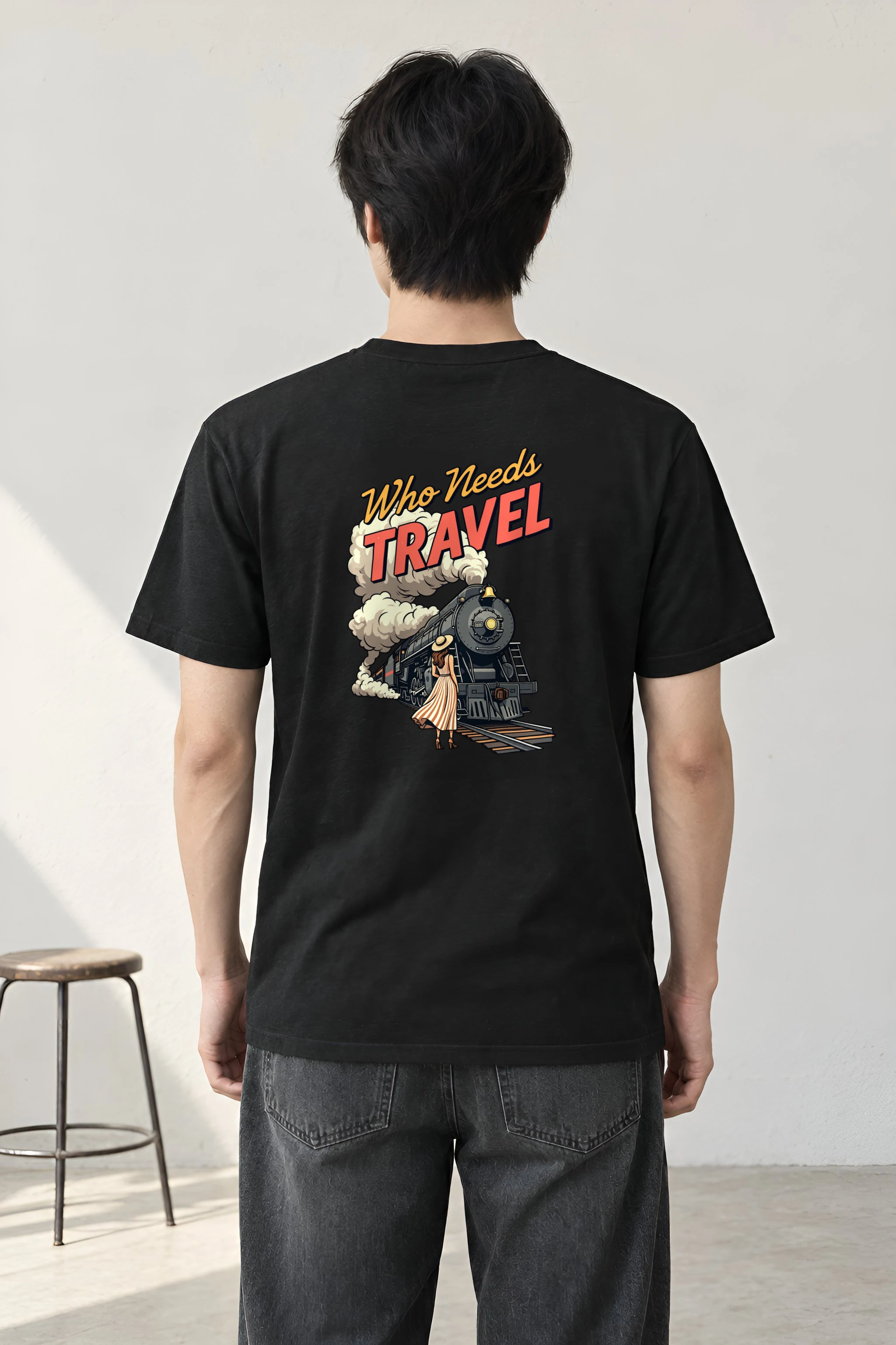 "Railway Reverie" Heavyweight Unisex Crewneck T-shirt