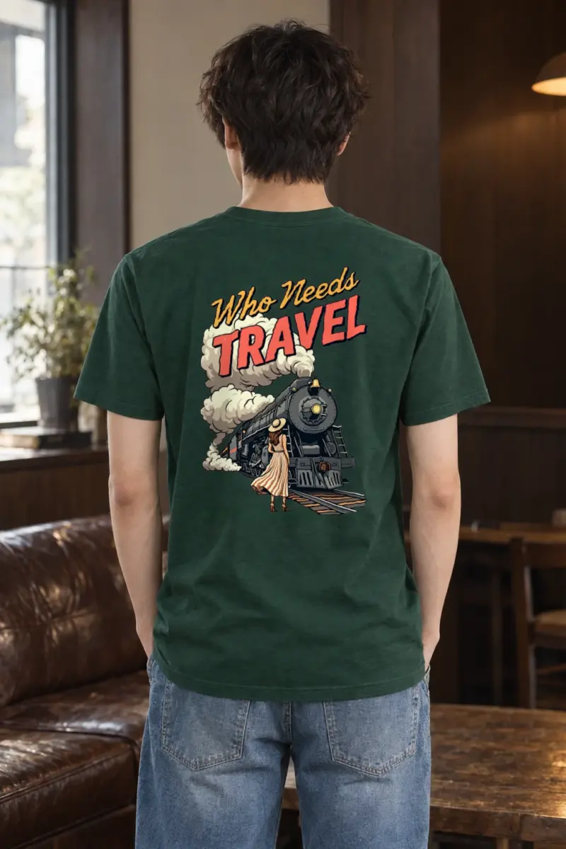 "Railway Reverie" Heavyweight Unisex Crewneck T-shirt | Gildan 5000