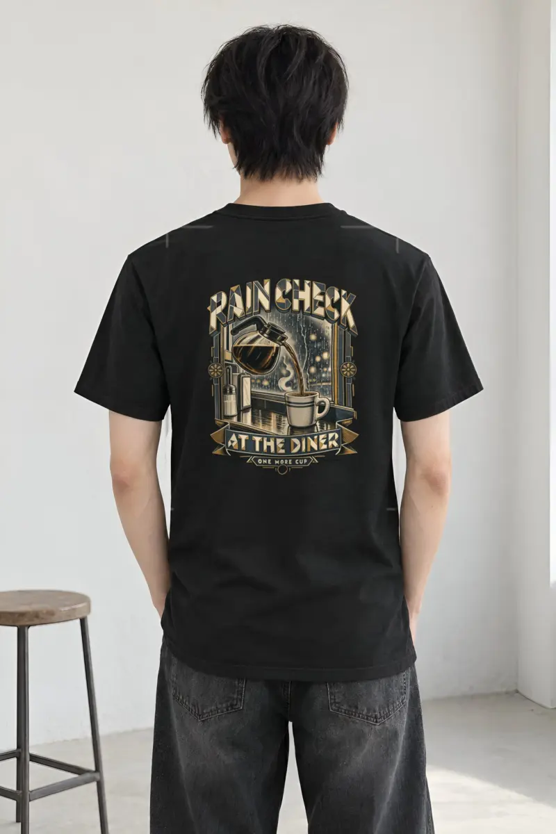 "Rain Check At The Diner" Heavyweight Unisex Crewneck T-shirt