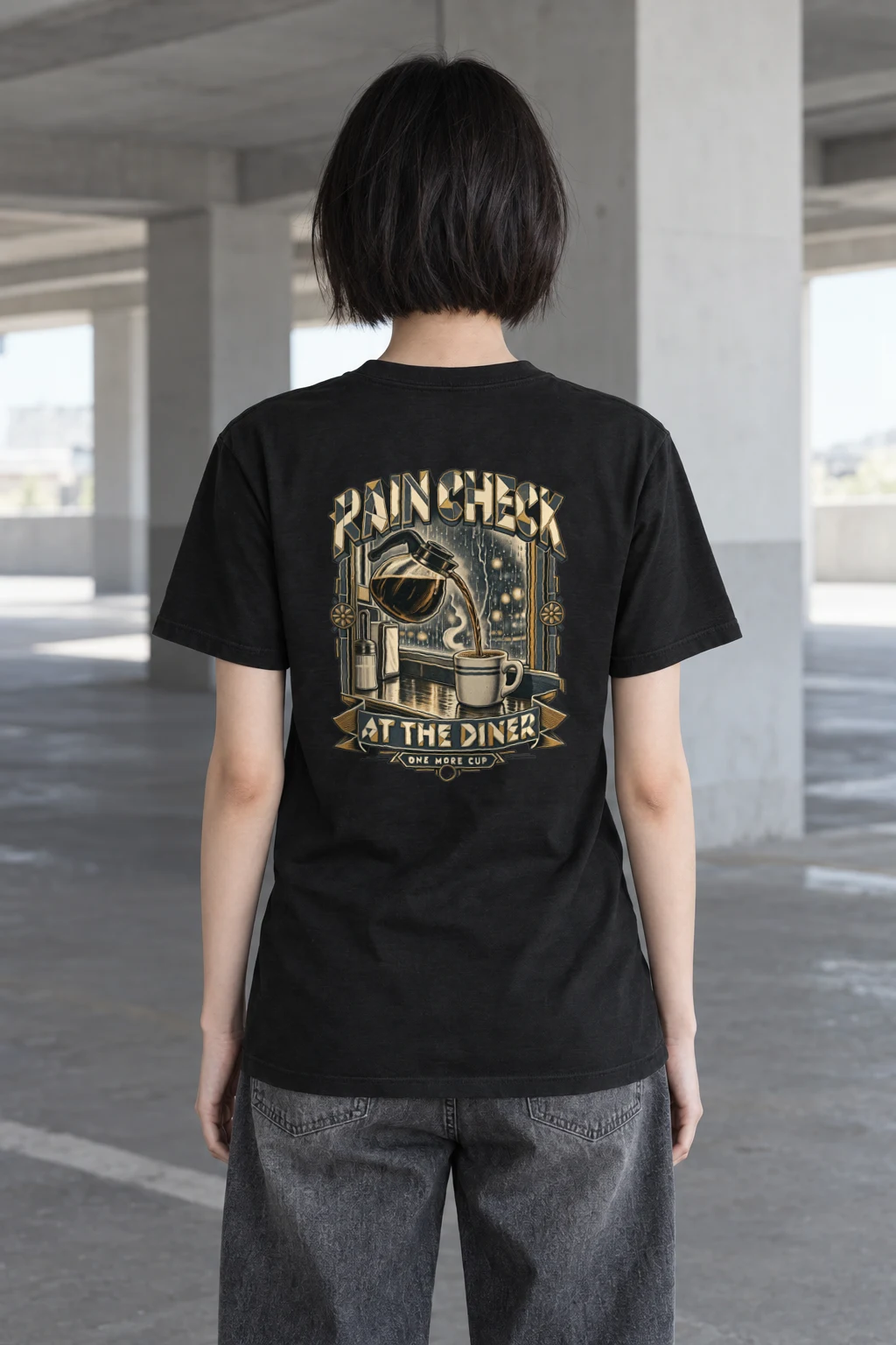 "Rain Check At The Diner" Heavyweight Unisex Crewneck T-shirt
