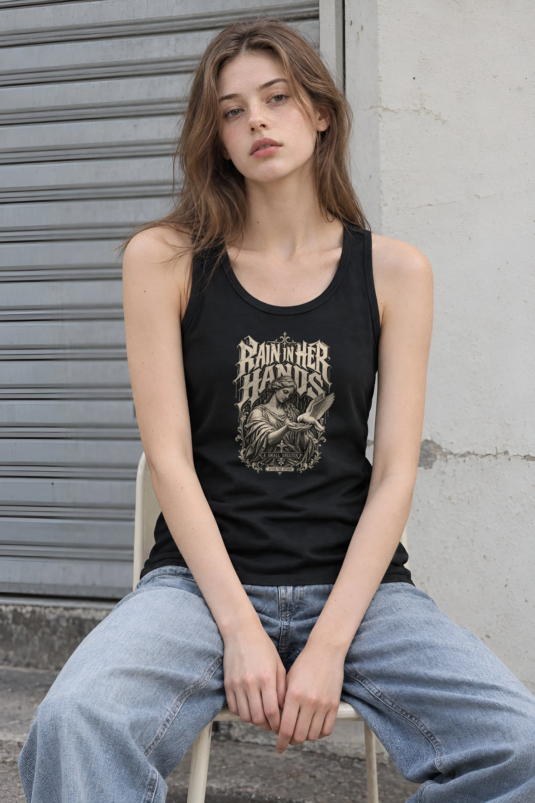"Rain in Her Hands" Unisex Jersey Tank