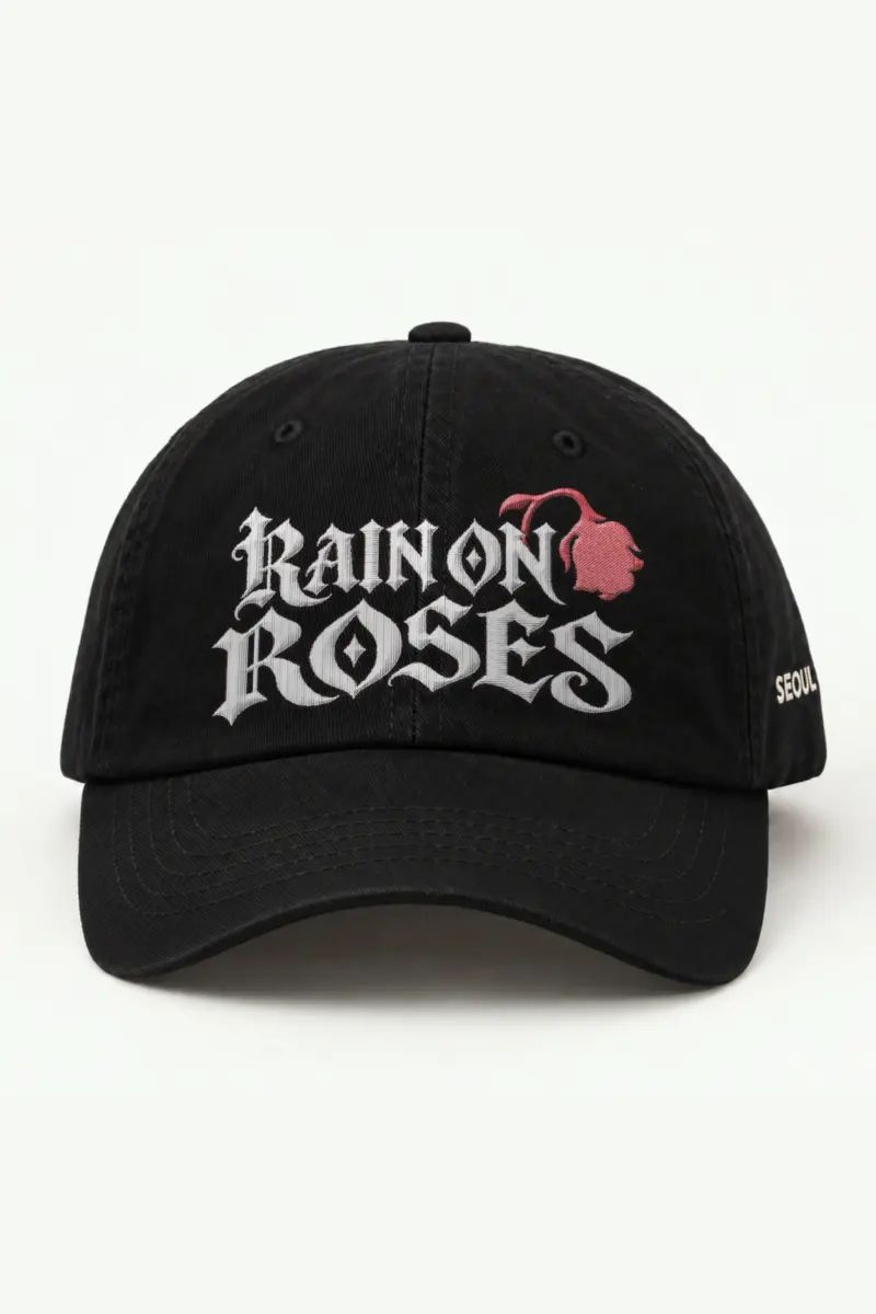 "Rain on Roses" Classic Dad Hat · Embroidered — black/cap-front