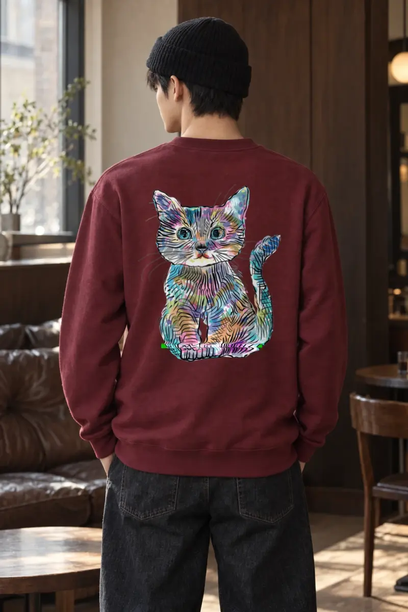 "Rainbow Ink Kitten" Heavy Blend Unisex Crewneck Sweatshirt | Gildan 18000