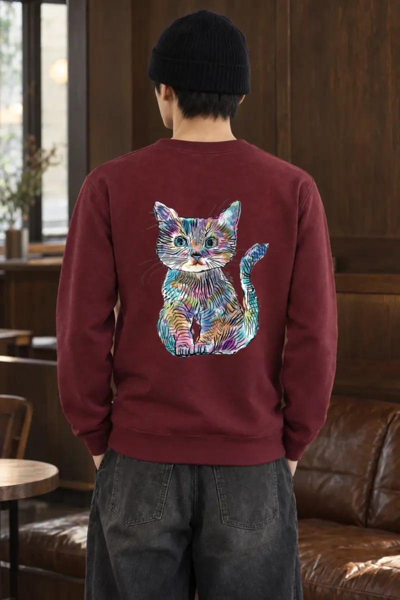 "Rainbow Ink Kitten" Heavy Blend Unisex Crewneck Sweatshirt