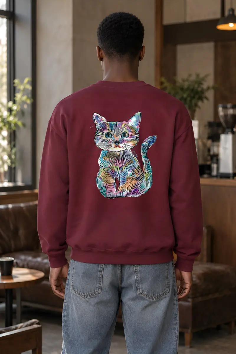 "Rainbow Ink Kitten" Heavy Blend Unisex Crewneck Sweatshirt