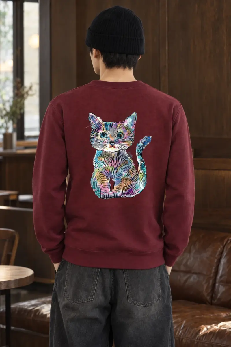 "Rainbow Ink Kitten" Heavy Blend Unisex Crewneck Sweatshirt