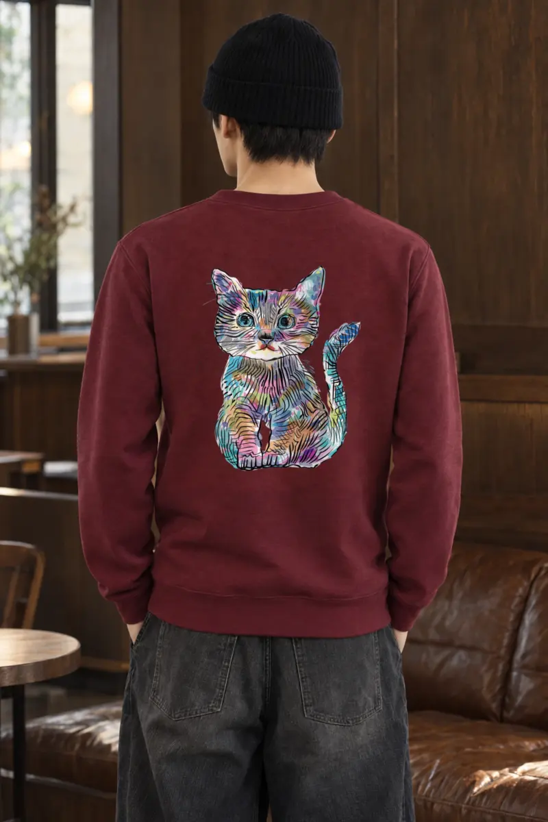 "Rainbow Ink Kitten" Heavy Blend Unisex Crewneck Sweatshirt