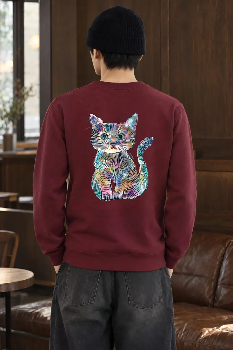 "Rainbow Ink Kitten" Heavy Blend Unisex Crewneck Sweatshirt