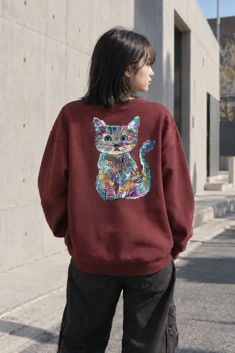 "Rainbow Ink Kitten" Heavy Blend Unisex Crewneck Sweatshirt | Gildan 18000