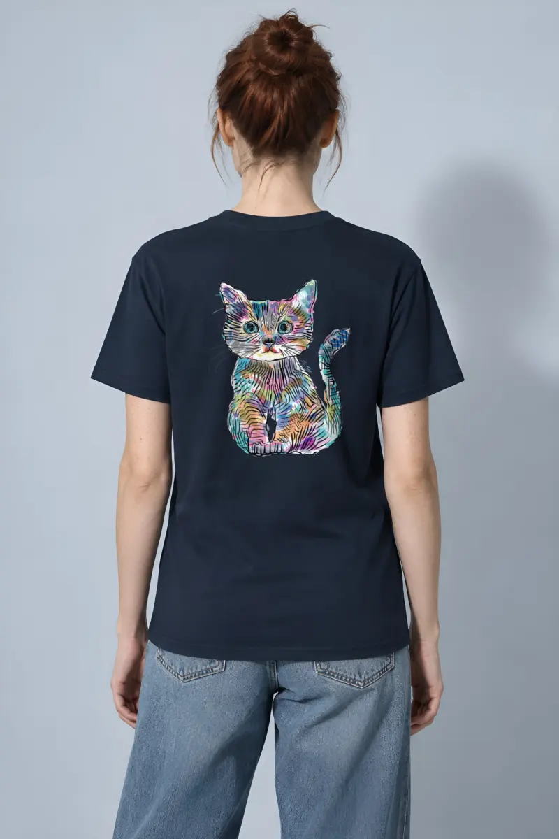 "Rainbow Ink Kitten" Heavyweight Unisex Crewneck T-shirt