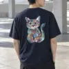 "Rainbow Ink Kitten" Heavyweight Unisex Crewneck T-shirt | Gildan 5000