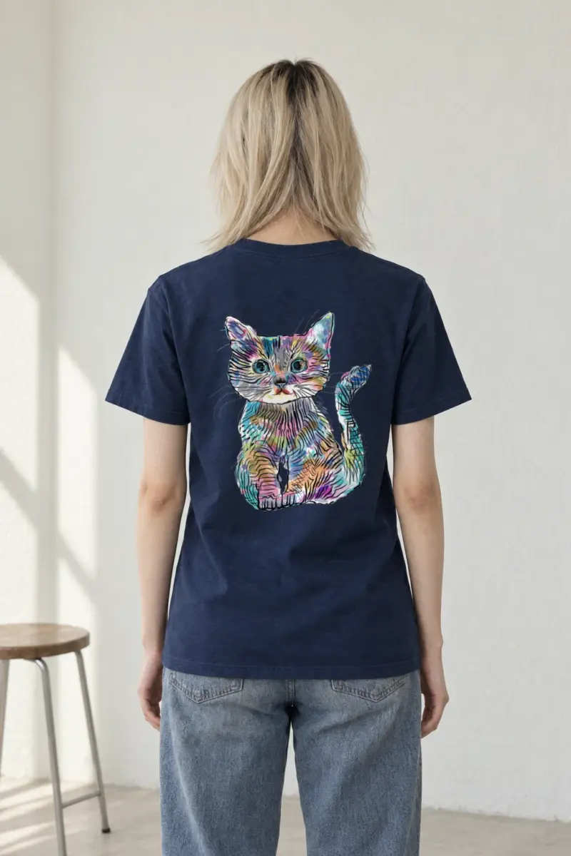 "Rainbow Ink Kitten" Heavyweight Unisex Crewneck T-shirt