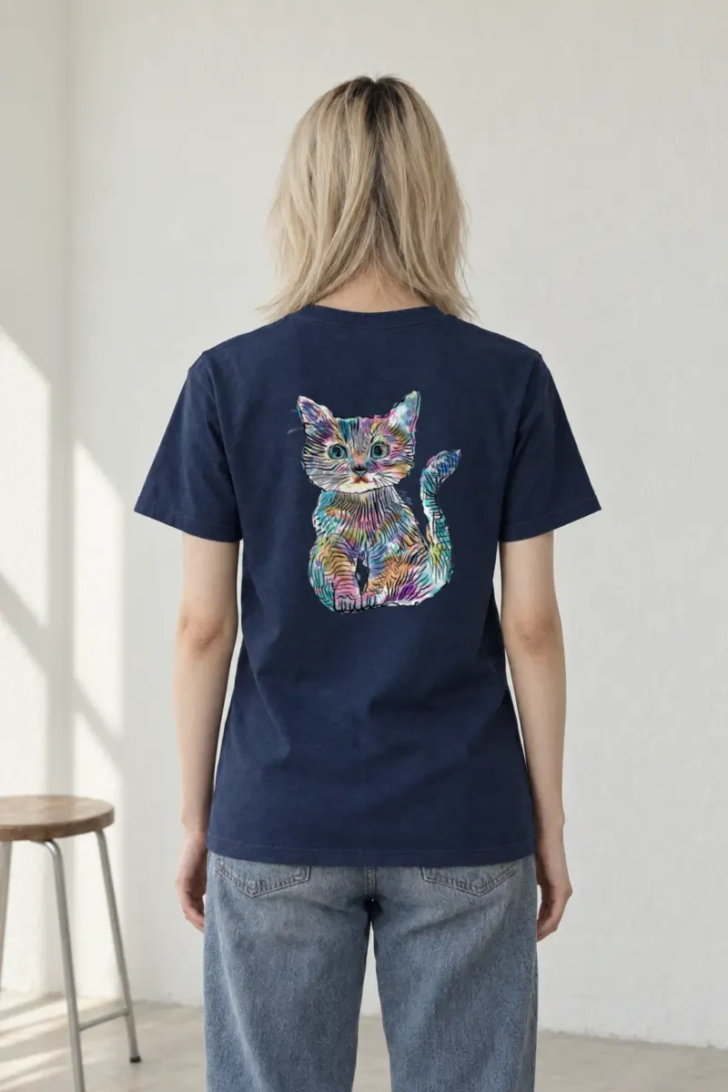 "Rainbow Ink Kitten" Heavyweight Unisex Crewneck T-shirt