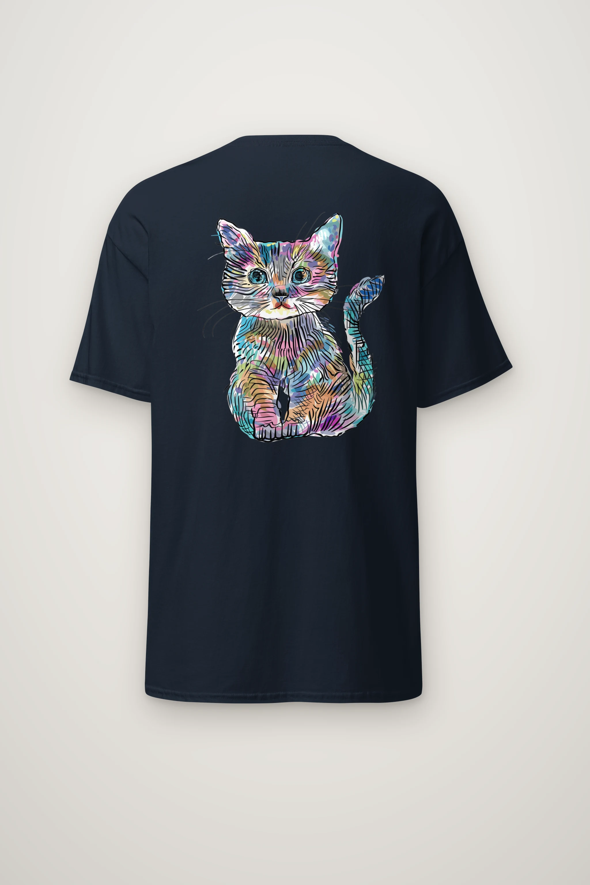 "Rainbow Ink Kitten" Heavyweight Unisex Crewneck T-shirt