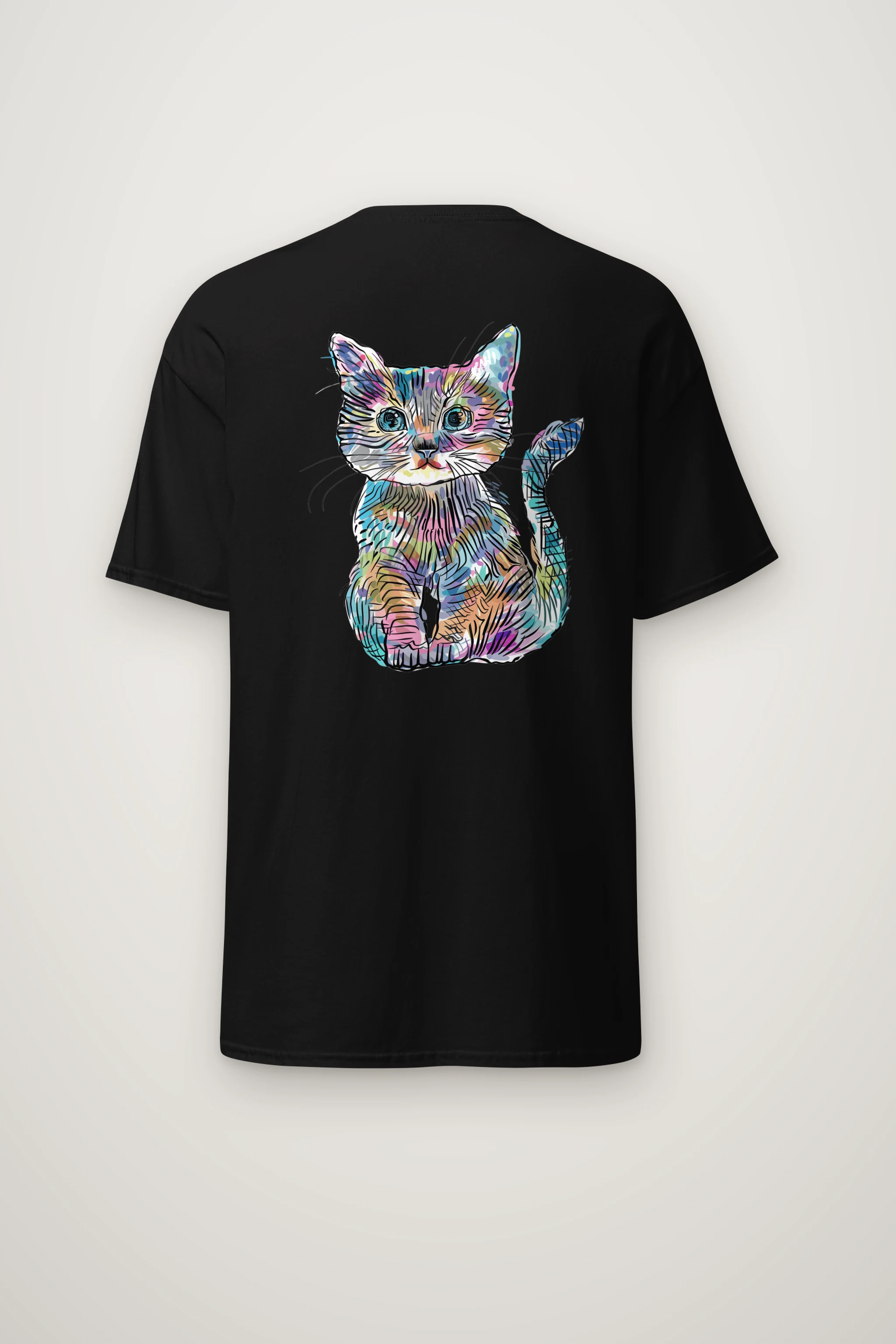 "Rainbow Ink Kitten" Heavyweight Unisex Crewneck T-shirt
