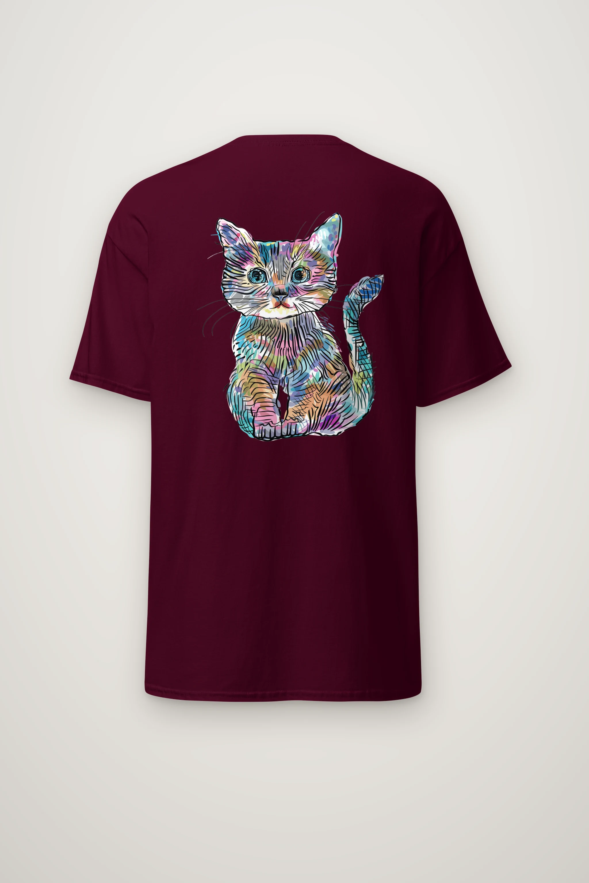 "Rainbow Ink Kitten" Heavyweight Unisex Crewneck T-shirt