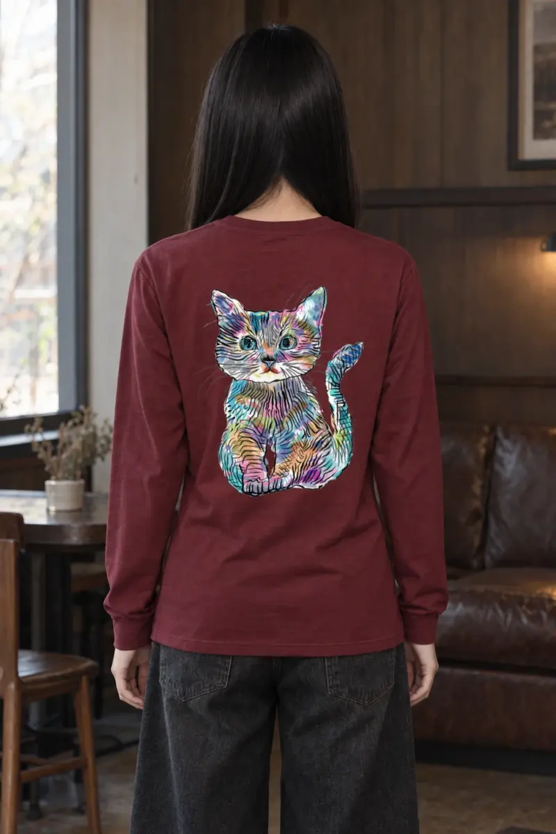 "Rainbow Ink Kitten" Unisex Longsleeve T-shirt
