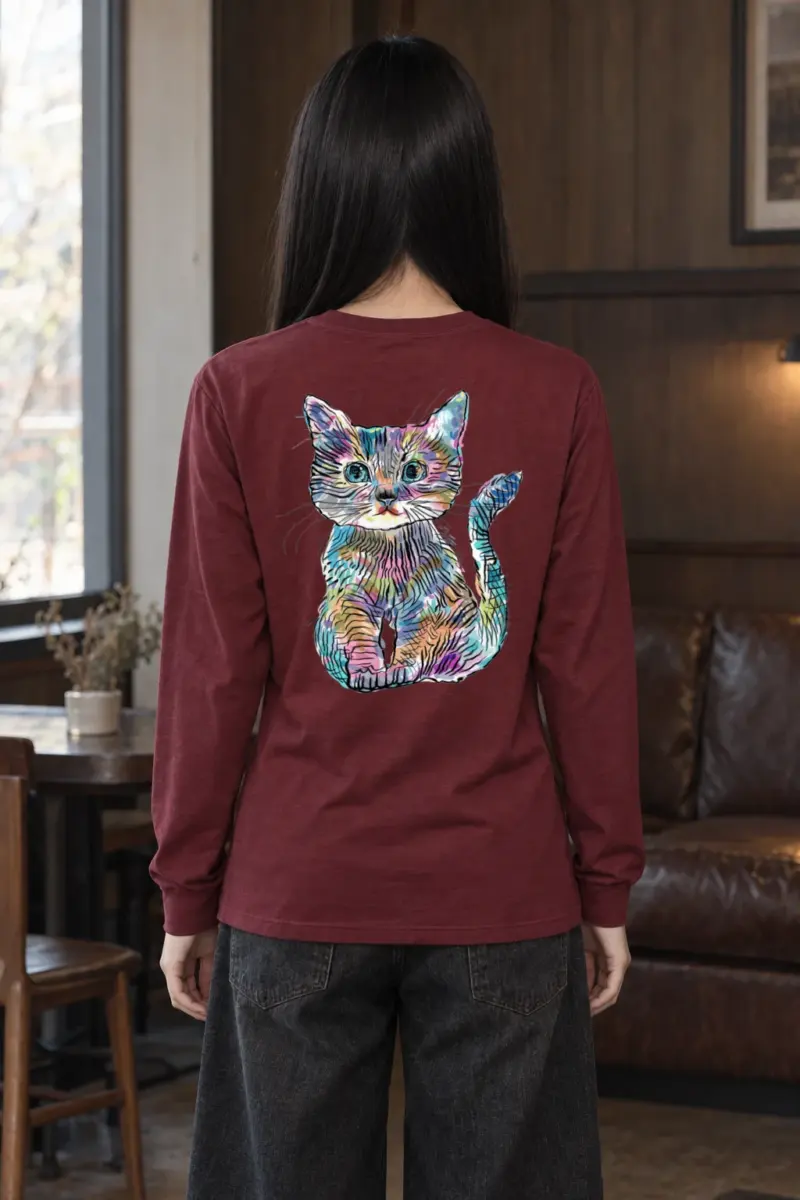"Rainbow Ink Kitten" Unisex Longsleeve T-shirt