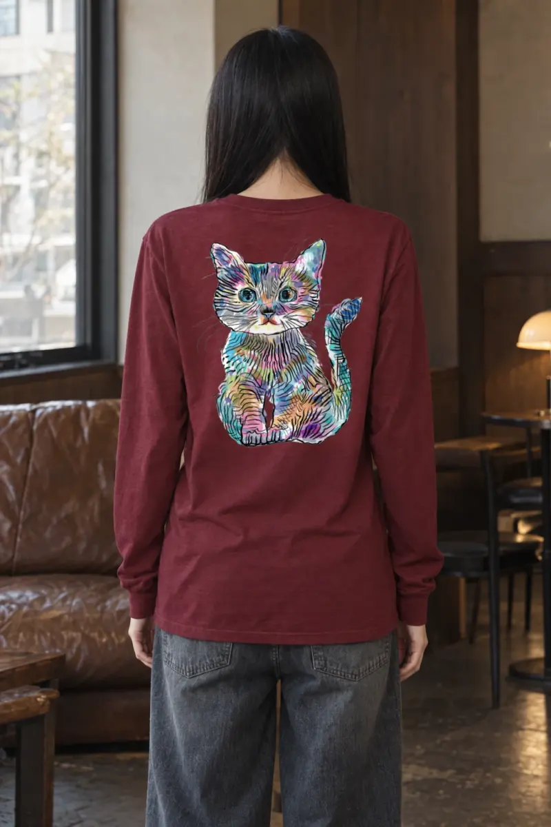"Rainbow Ink Kitten" Unisex Longsleeve T-shirt | Gildan 2400