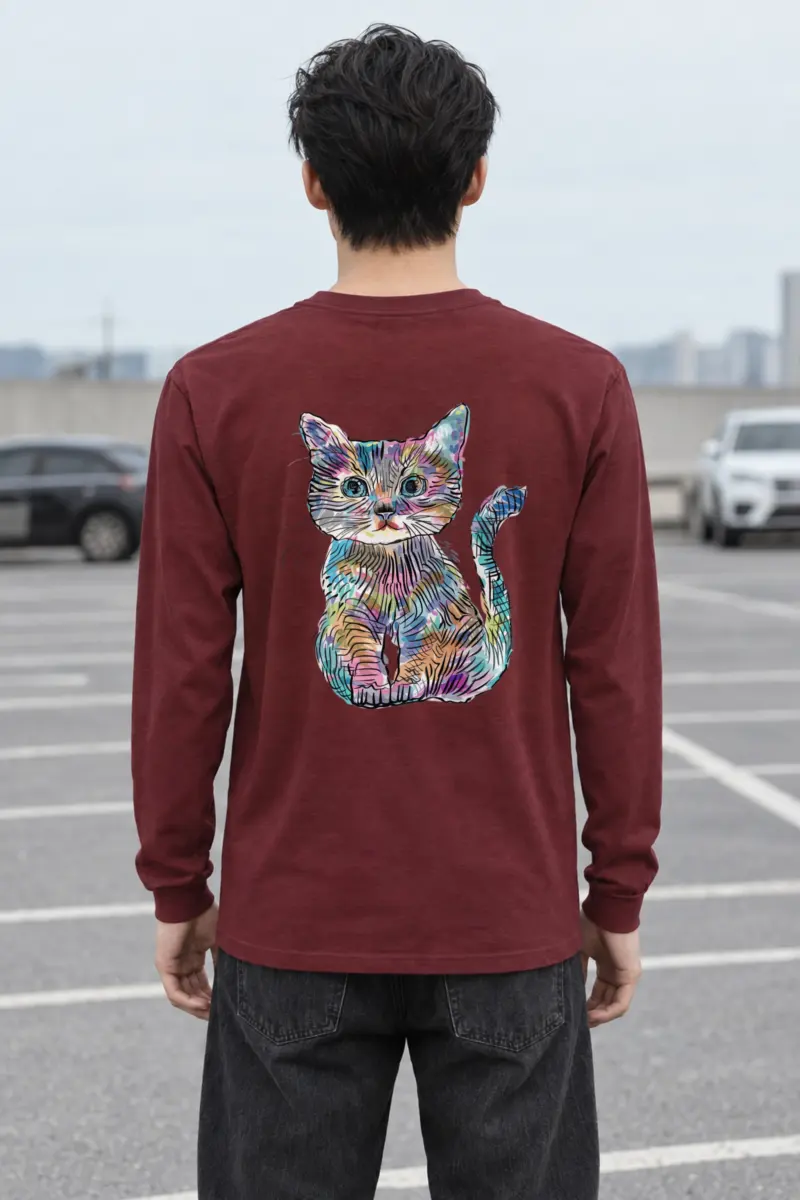 "Rainbow Ink Kitten" Unisex Longsleeve T-shirt