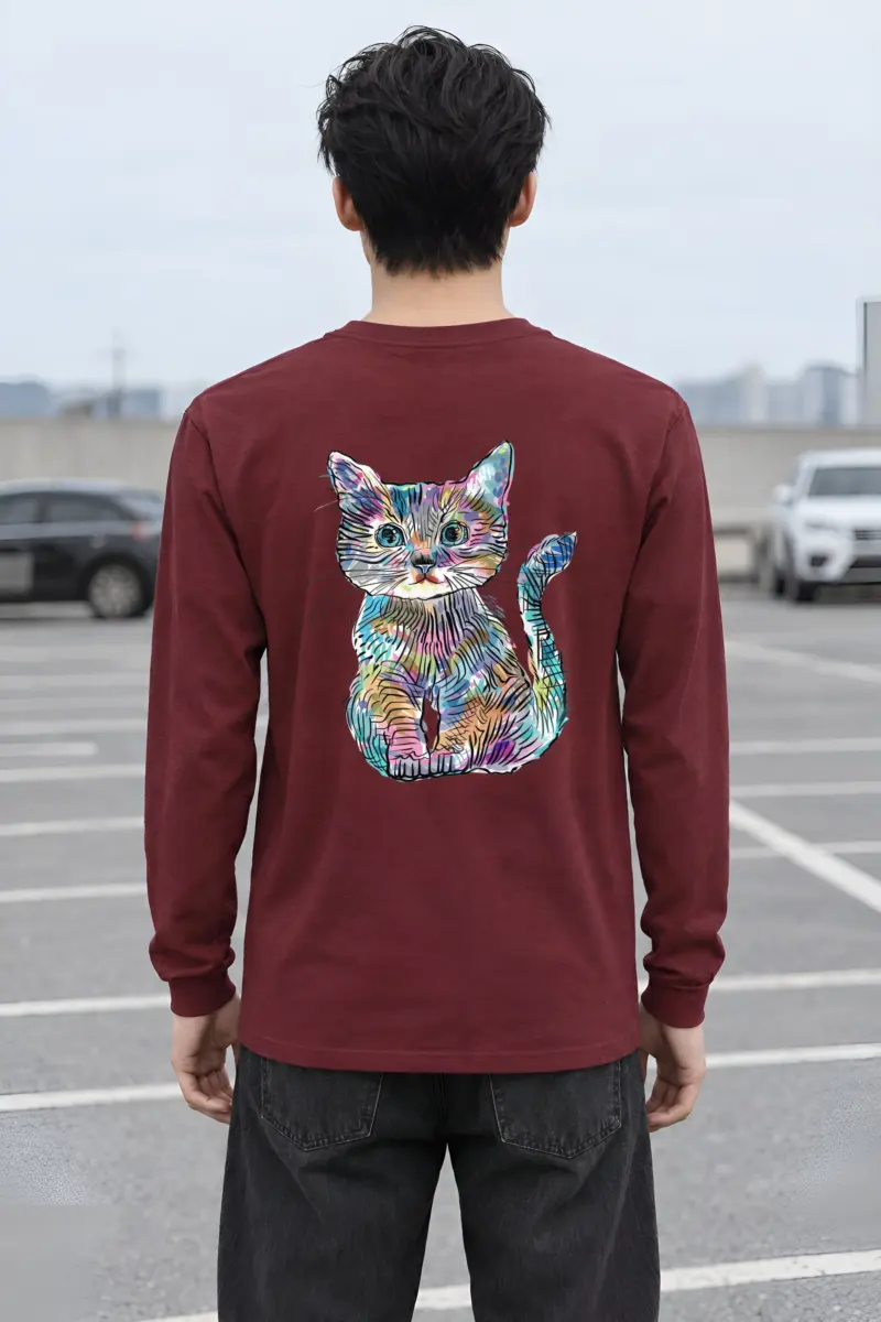"Rainbow Ink Kitten" Unisex Longsleeve T-shirt