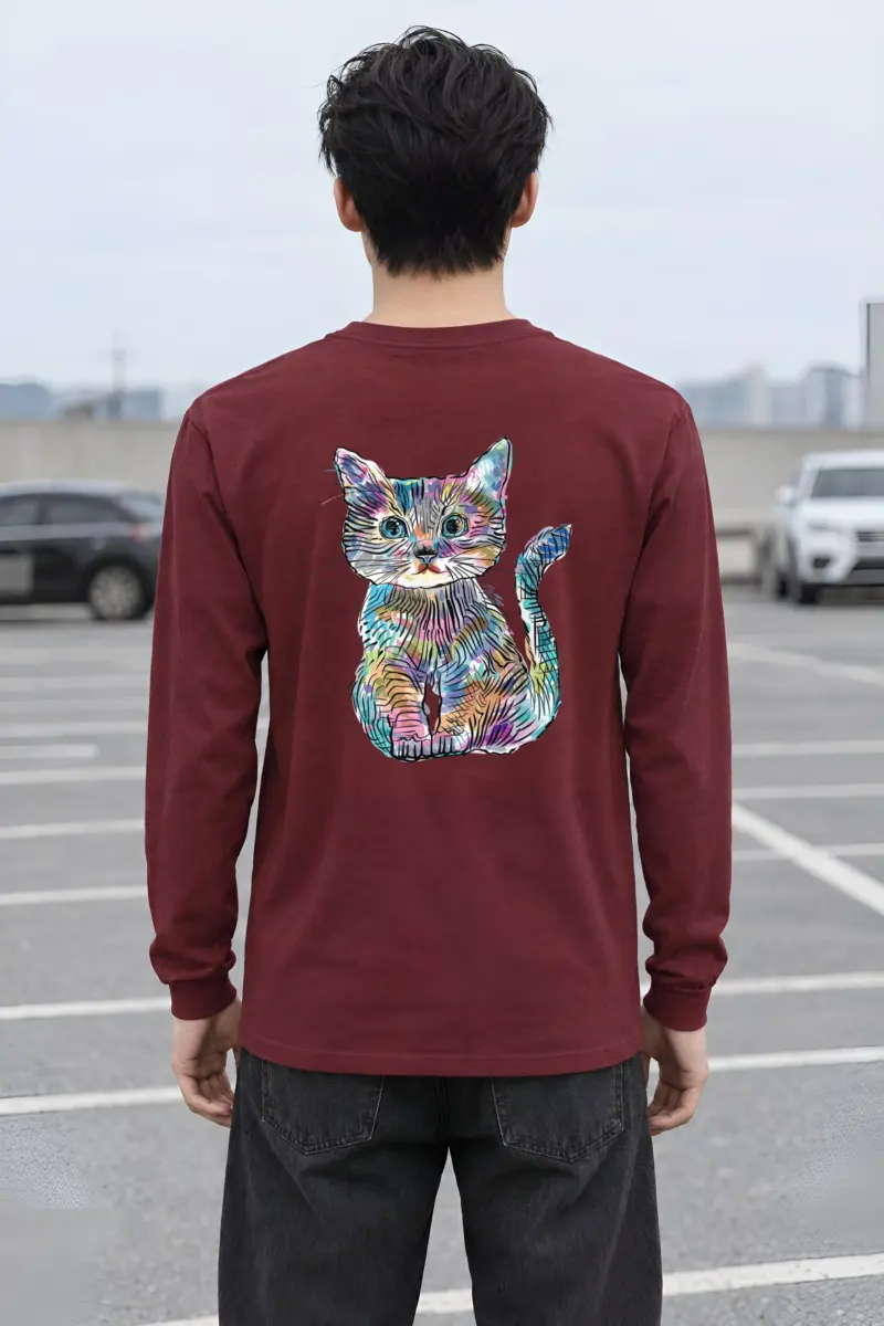 "Rainbow Ink Kitten" Unisex Longsleeve T-shirt