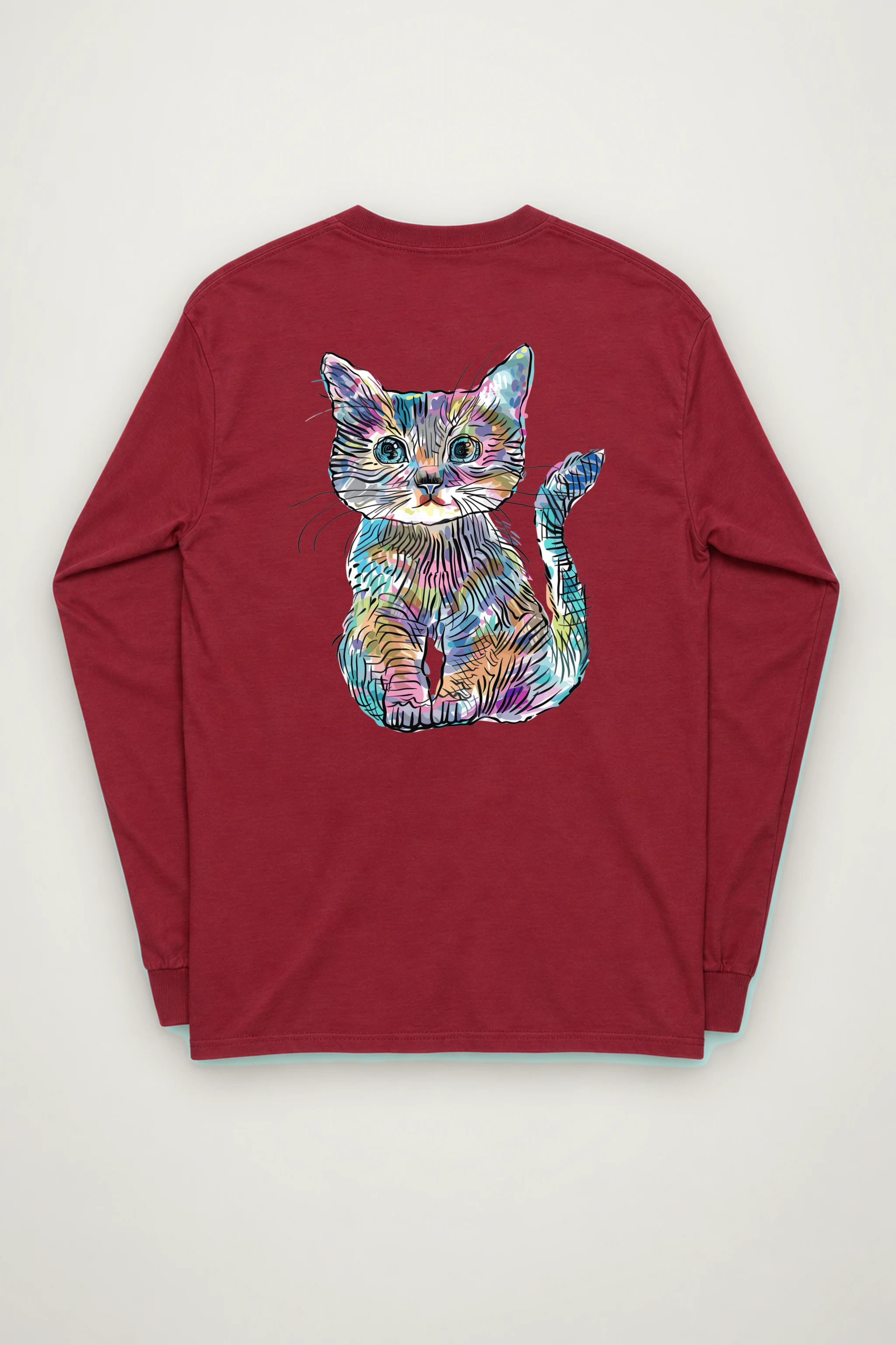 "Rainbow Ink Kitten" Unisex Longsleeve T-shirt
