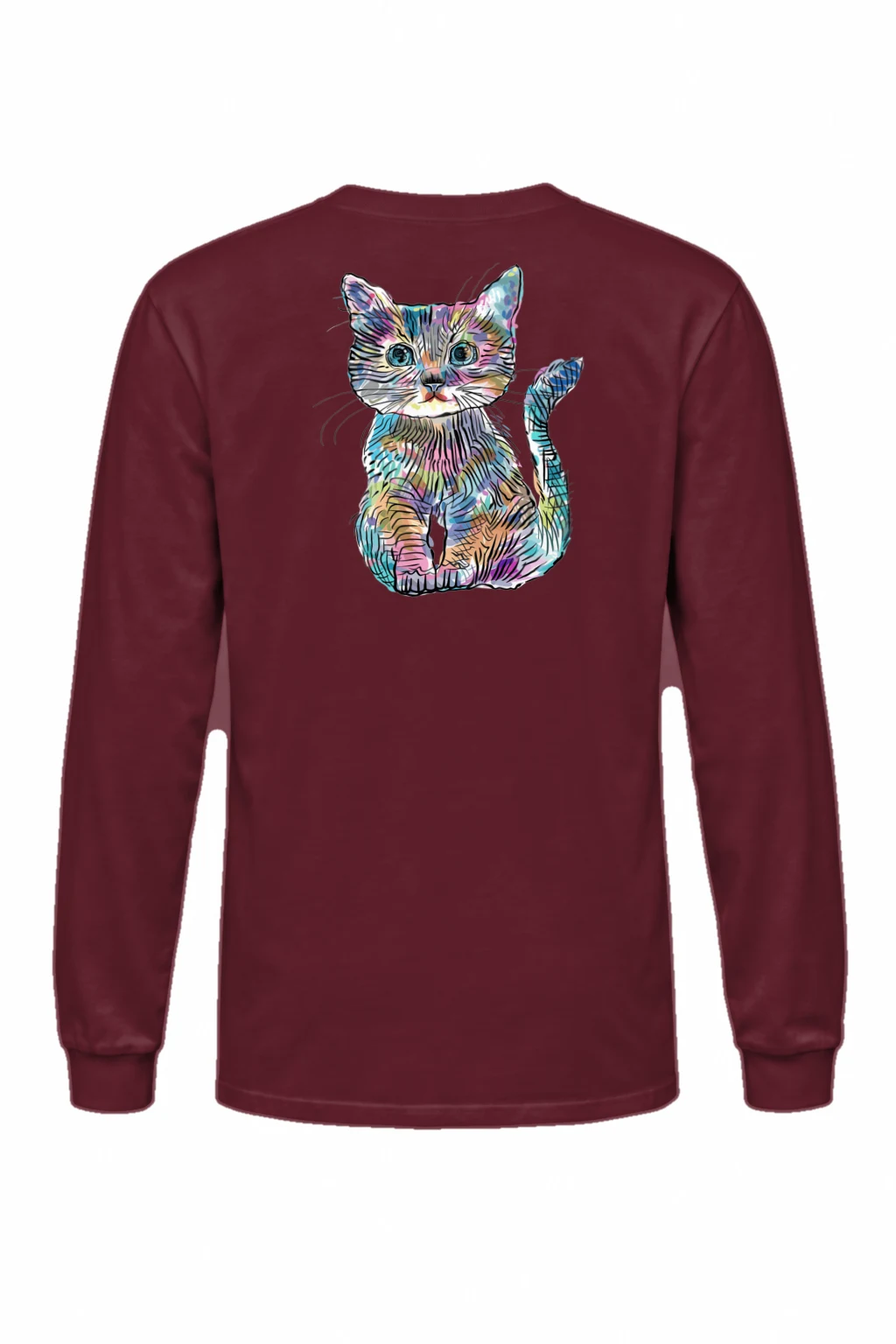 "Rainbow Ink Kitten" Unisex Longsleeve T-shirt | Gildan 2400