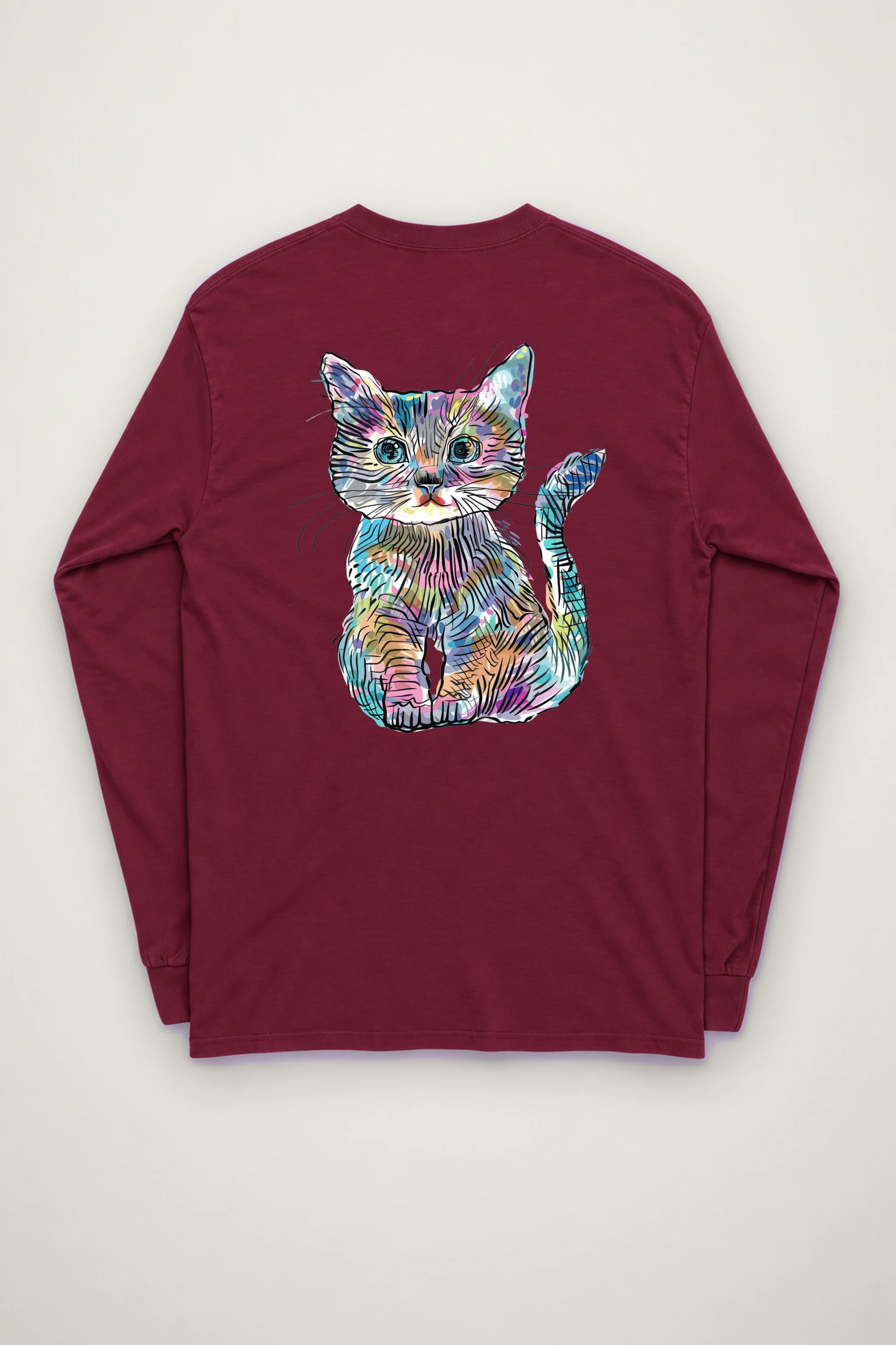 "Rainbow Ink Kitten" Unisex Longsleeve T-shirt