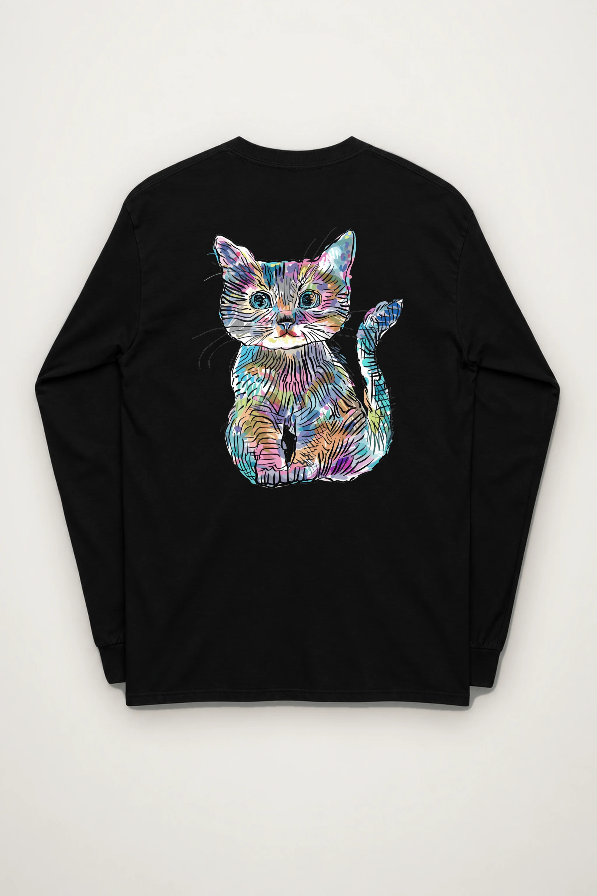 "Rainbow Ink Kitten" Unisex Longsleeve T-shirt