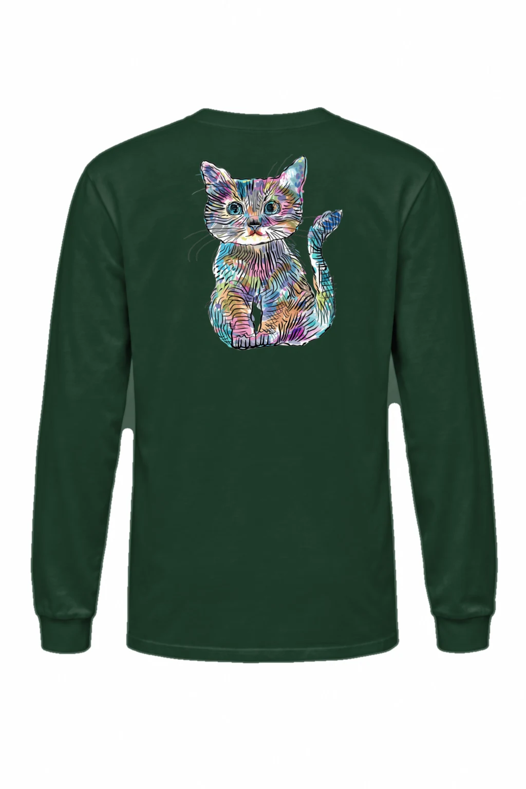 "Rainbow Ink Kitten" Unisex Longsleeve T-shirt | Gildan 2400