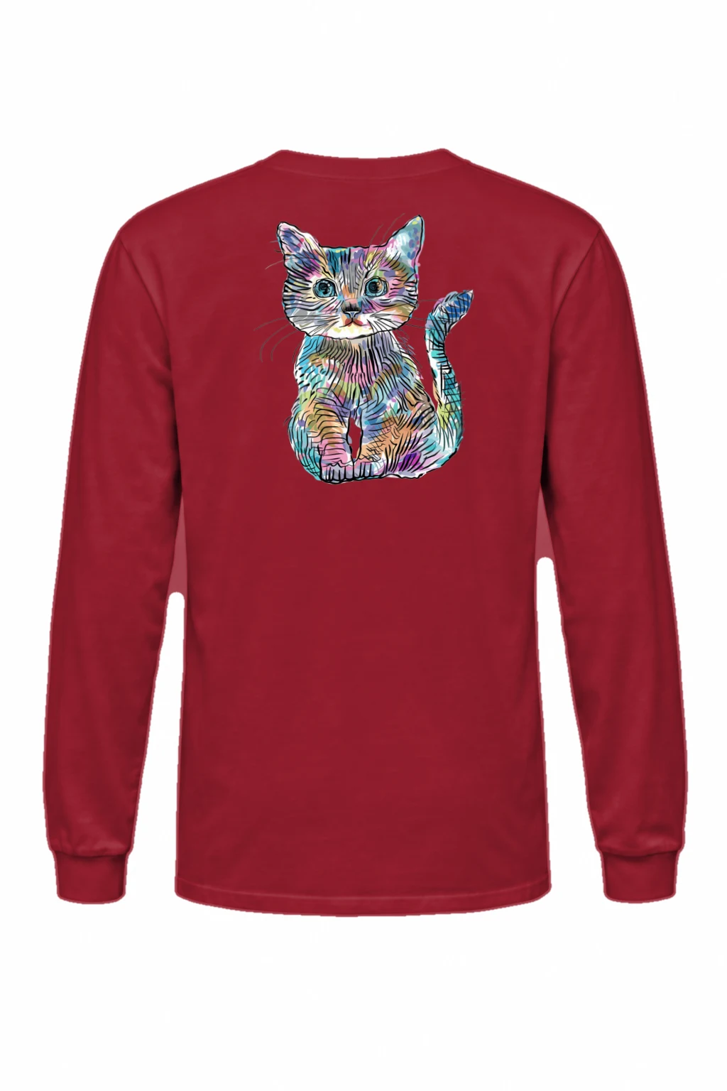 "Rainbow Ink Kitten" Unisex Longsleeve T-shirt | Gildan 2400