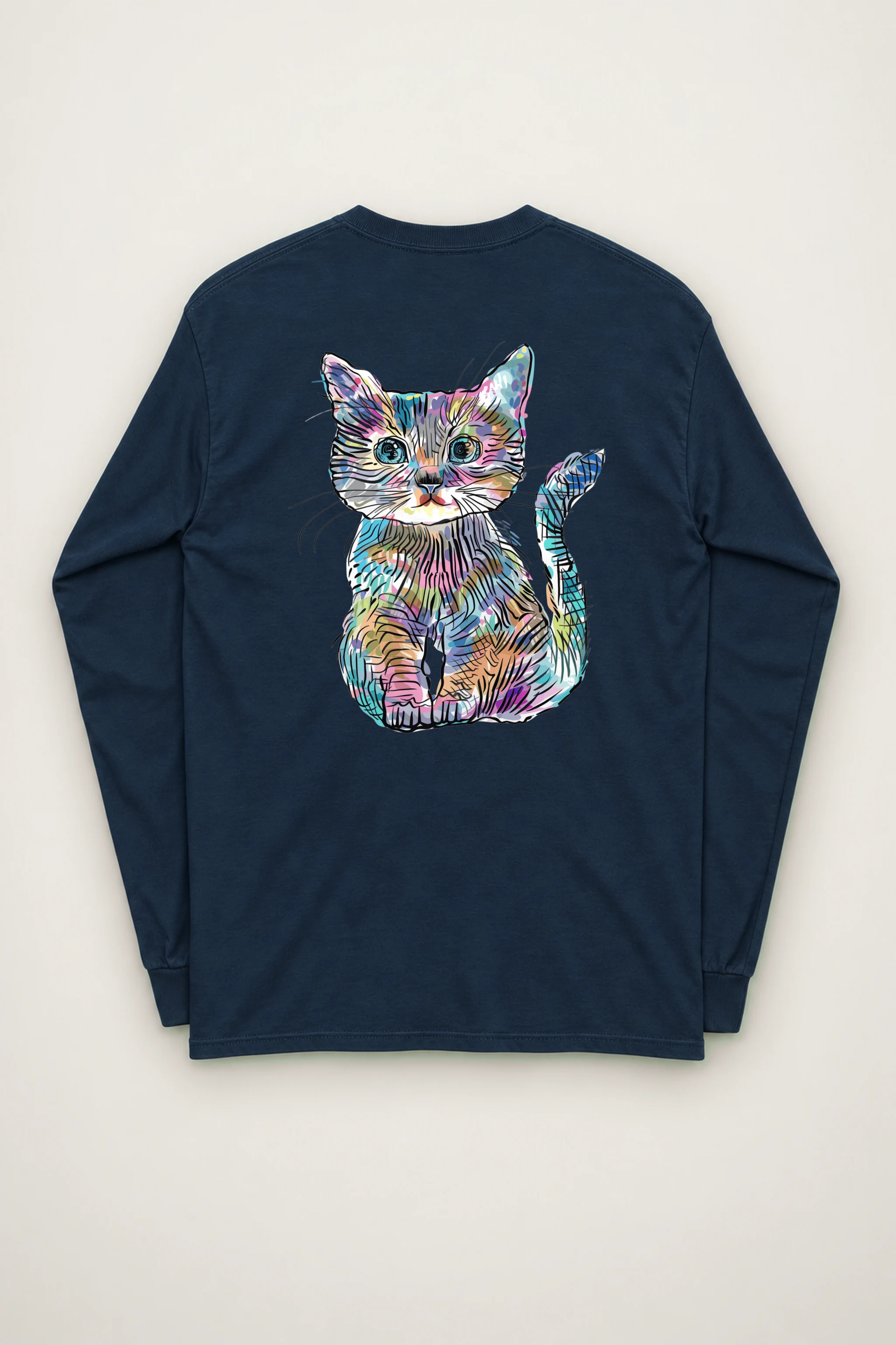 "Rainbow Ink Kitten" Unisex Longsleeve T-shirt