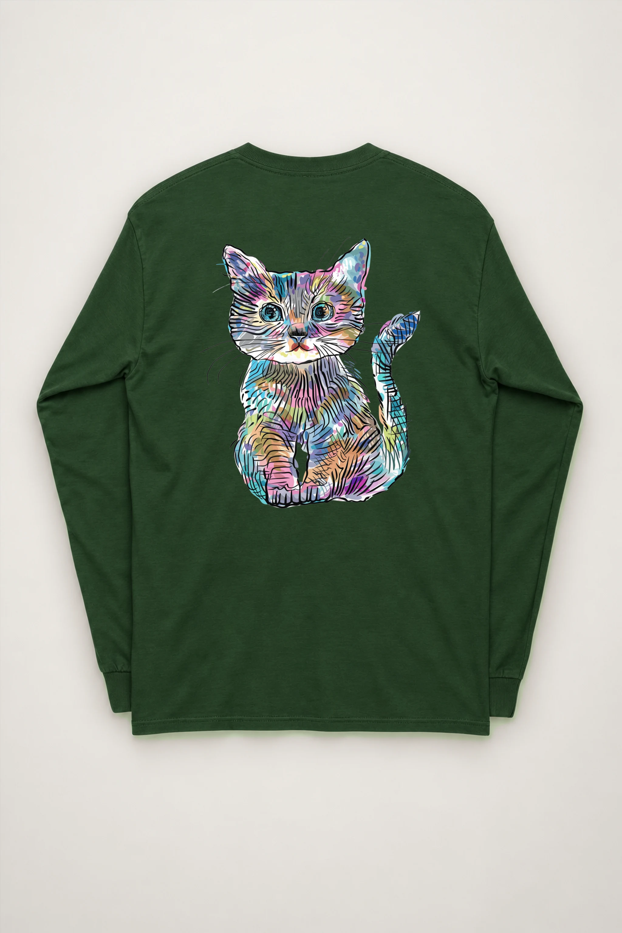 "Rainbow Ink Kitten" Unisex Longsleeve T-shirt