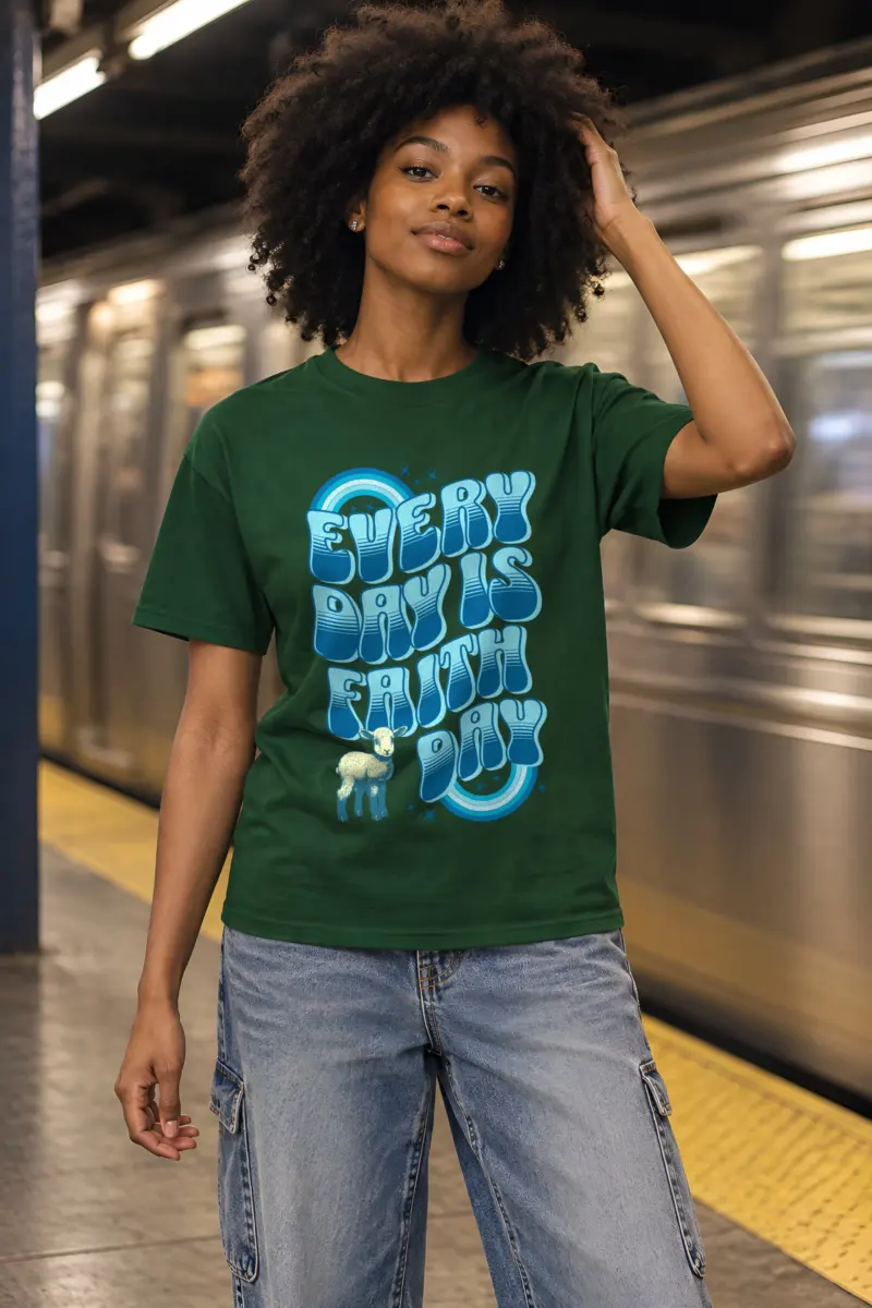 "Rainbow Lamb Stars" Heavyweight Unisex Crewneck T-shirt