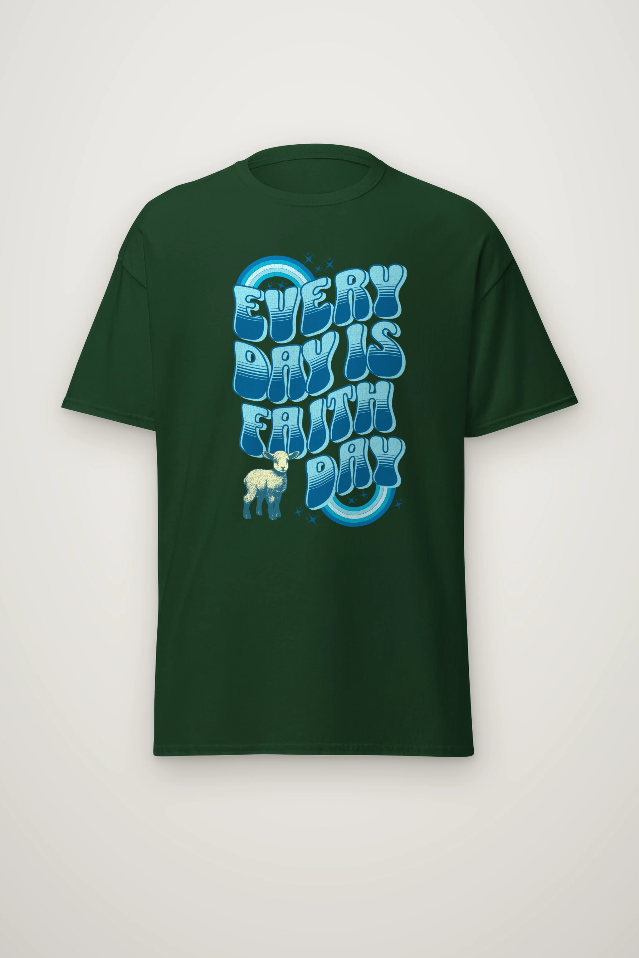 "Rainbow Lamb Stars" Heavyweight Unisex Crewneck T-shirt