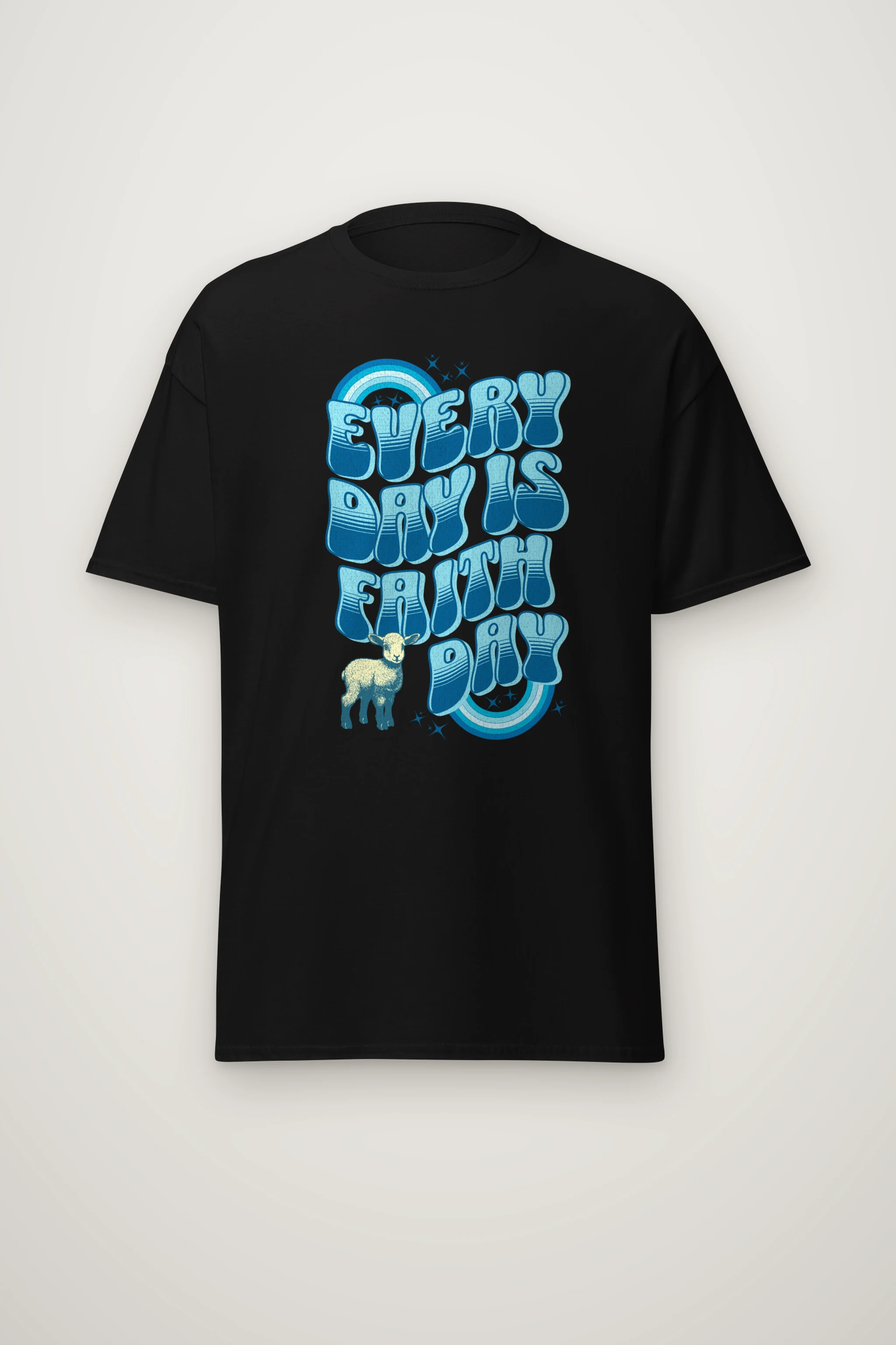"Rainbow Lamb Stars" Heavyweight Unisex Crewneck T-shirt